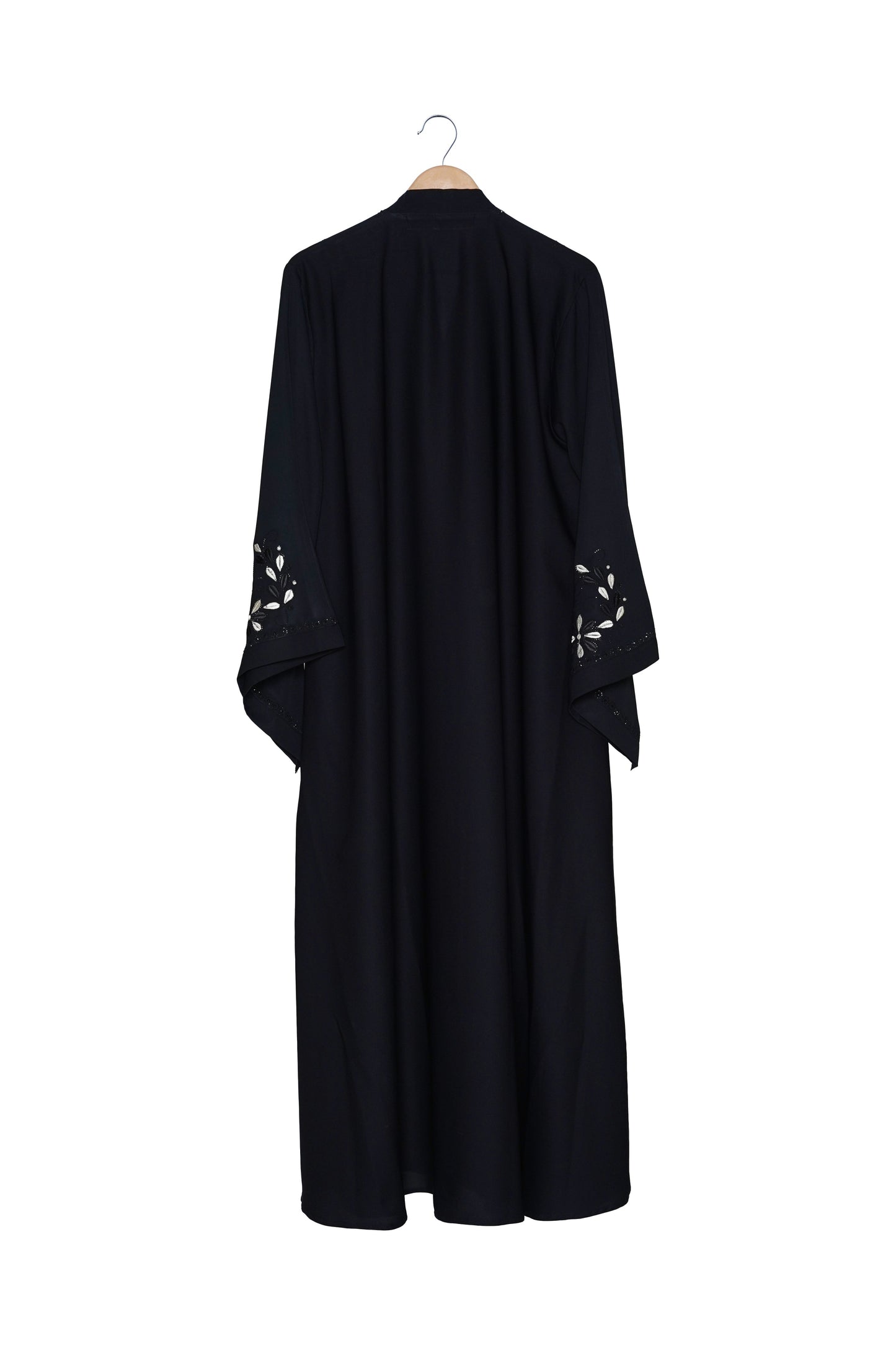 Black Abaya Collar Floral Embroidery maxi