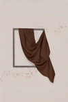 Brown fabric draped over a rectangular frame on a light background