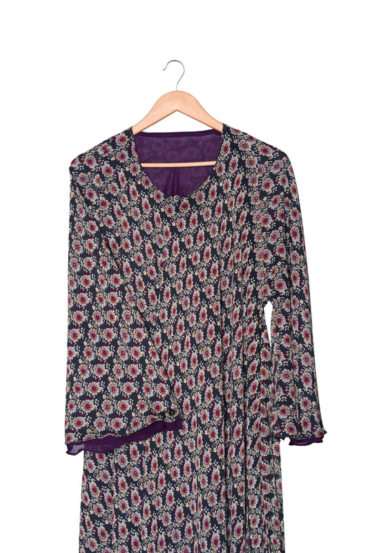 Dark Floral Print Maxi Dress-1