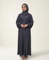 Elegant Slate Grey Pleated Abaya