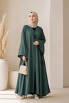 Forest Green Flowy Abaya with Tassel Details | Daily Wear Maxi Dress