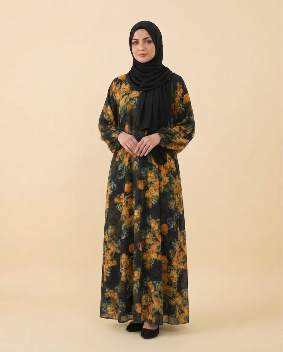 maxi abaya dress Dark Floral Fruit Print Style Tips 26 Drop #1 Размер:46 Wellsville Dresser-Rand plant to