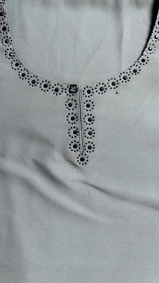 Elegant Olive Green Maxi Abaya - Intricate Floral Embroidery - Luxury Range & Formal Wear