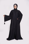Jet Black Embroidered Nida Abaya
