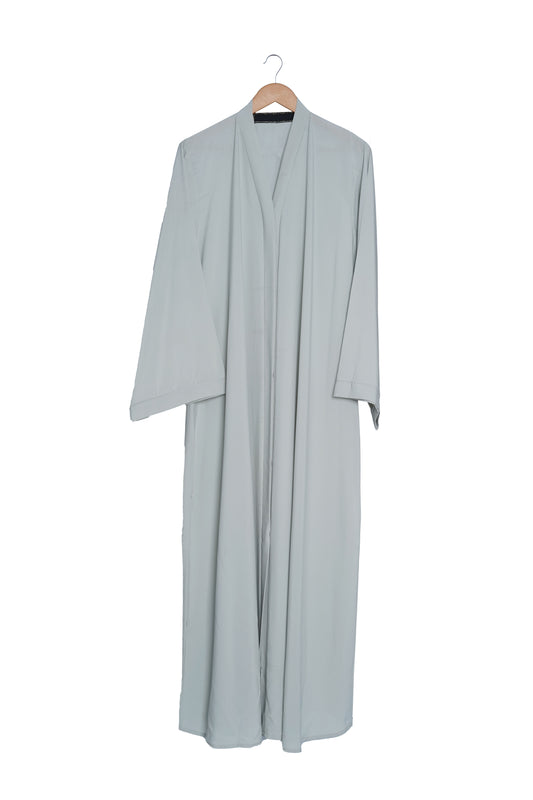 Soft Dove Grey Open Abaya