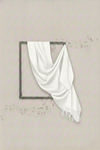 White fabric draped over a square frame on a light gray background