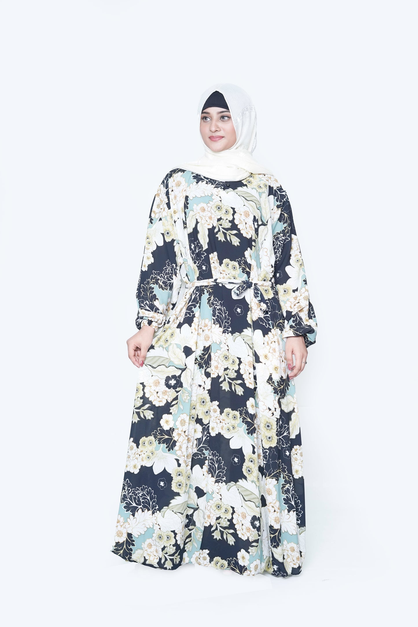 Floral Nida Georgette Abaya