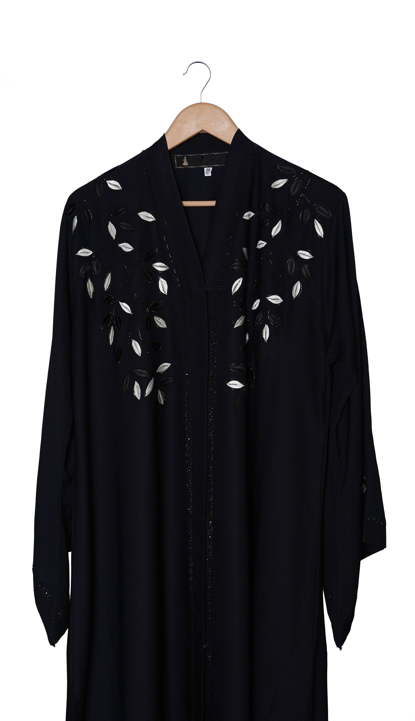 Black Abaya Collar Floral Embroidery
