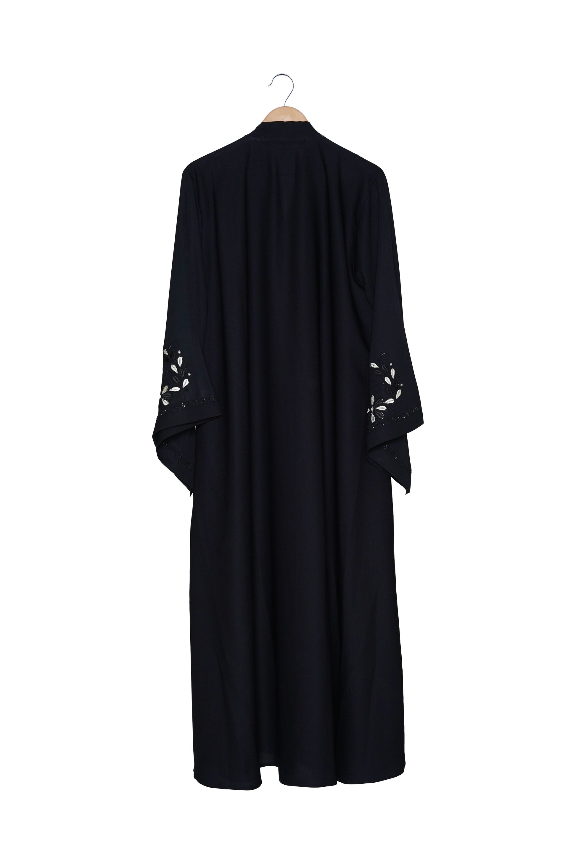 Black Abaya Collar Floral Embroidery maxi