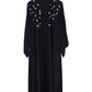 Black Abaya with Collar Floral Embroidery