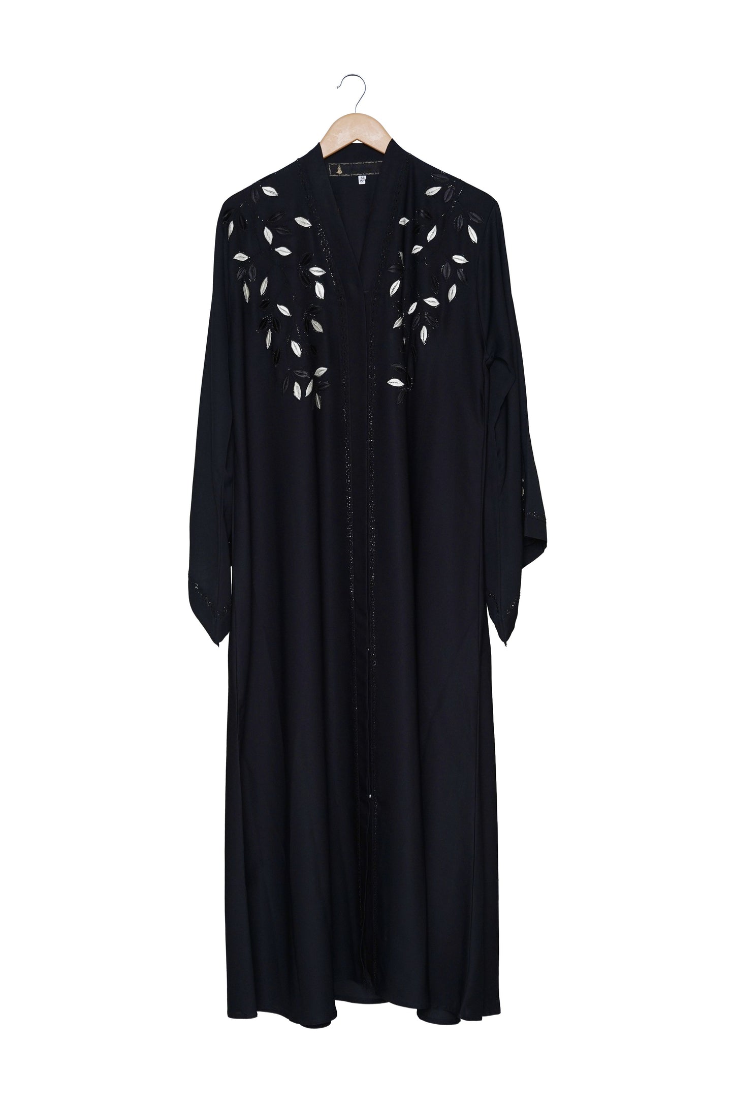 Black Abaya with Collar Floral Embroidery