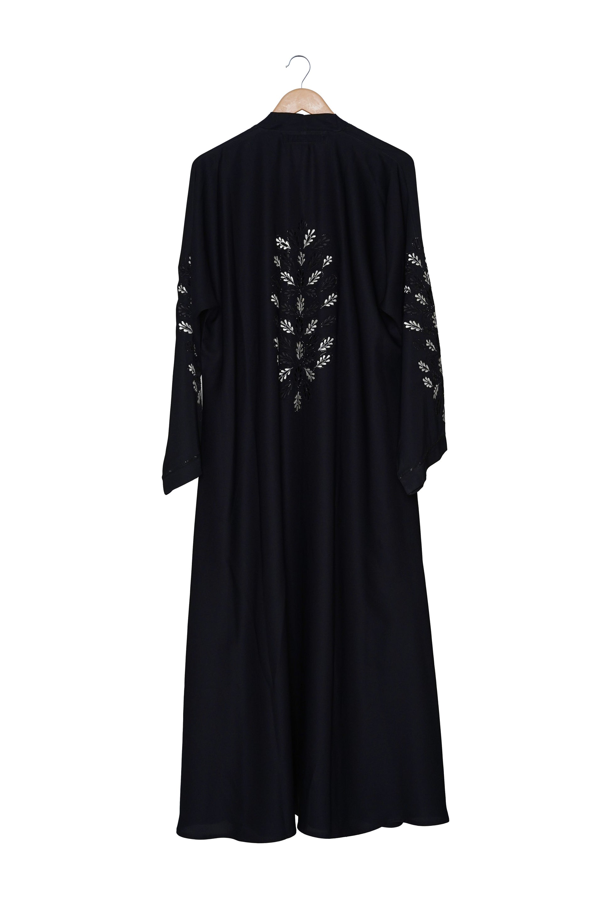 Black Abaya with Silver Embroidery