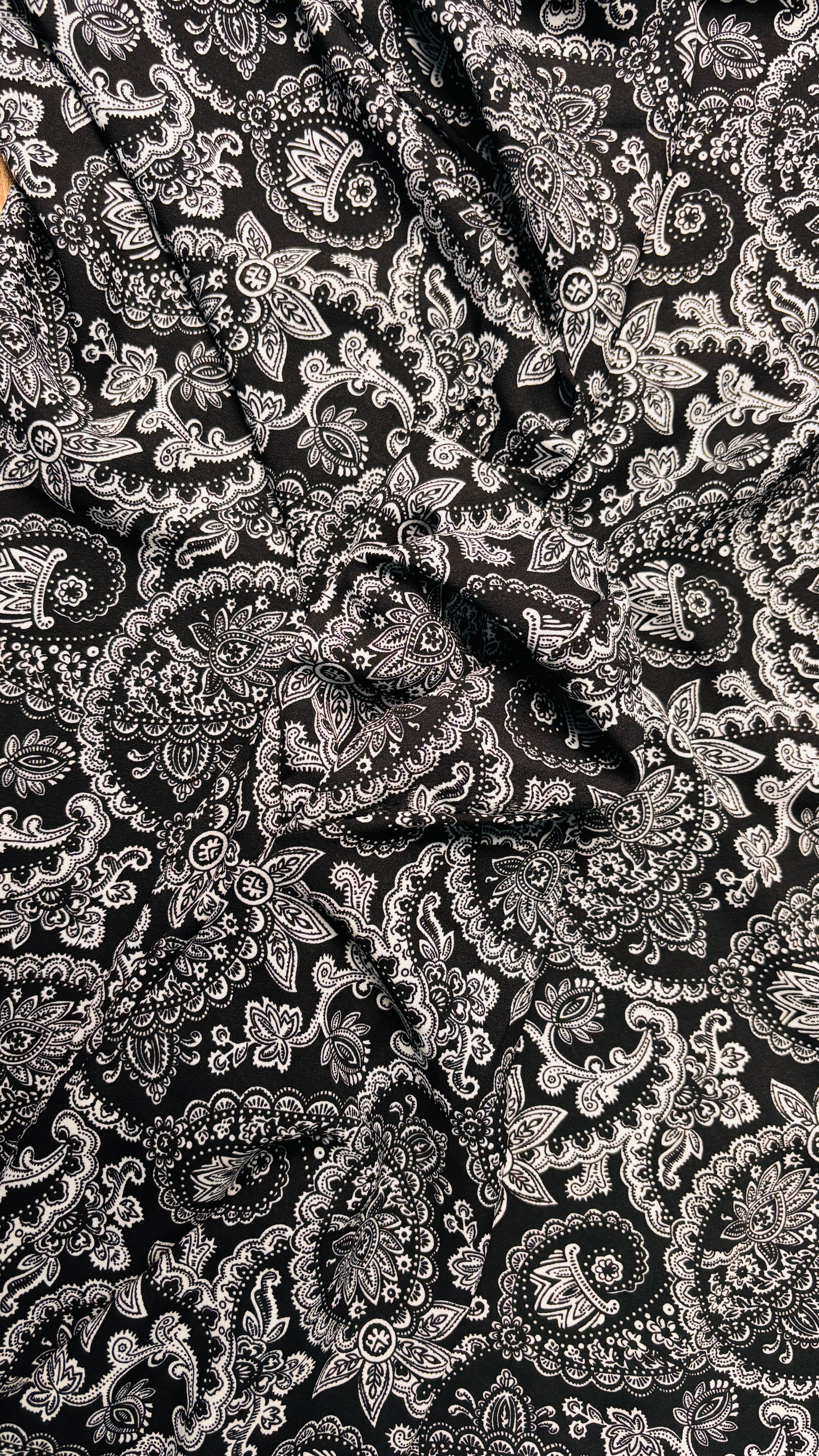 Black Floral Printed Abaya with Pocket & Detachable Belt