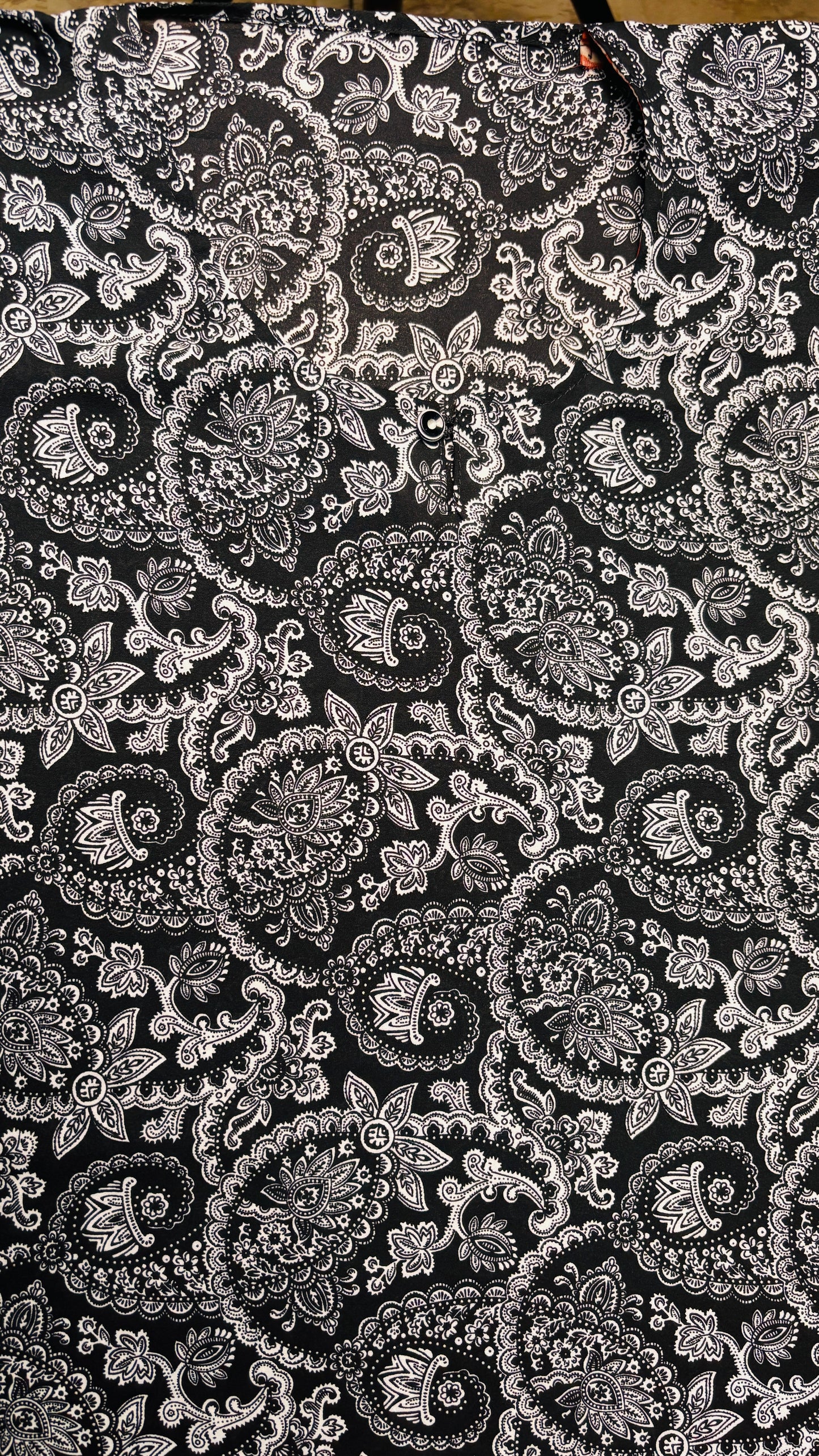 Black Floral Printed Abaya with Pocket & Detachable Belt