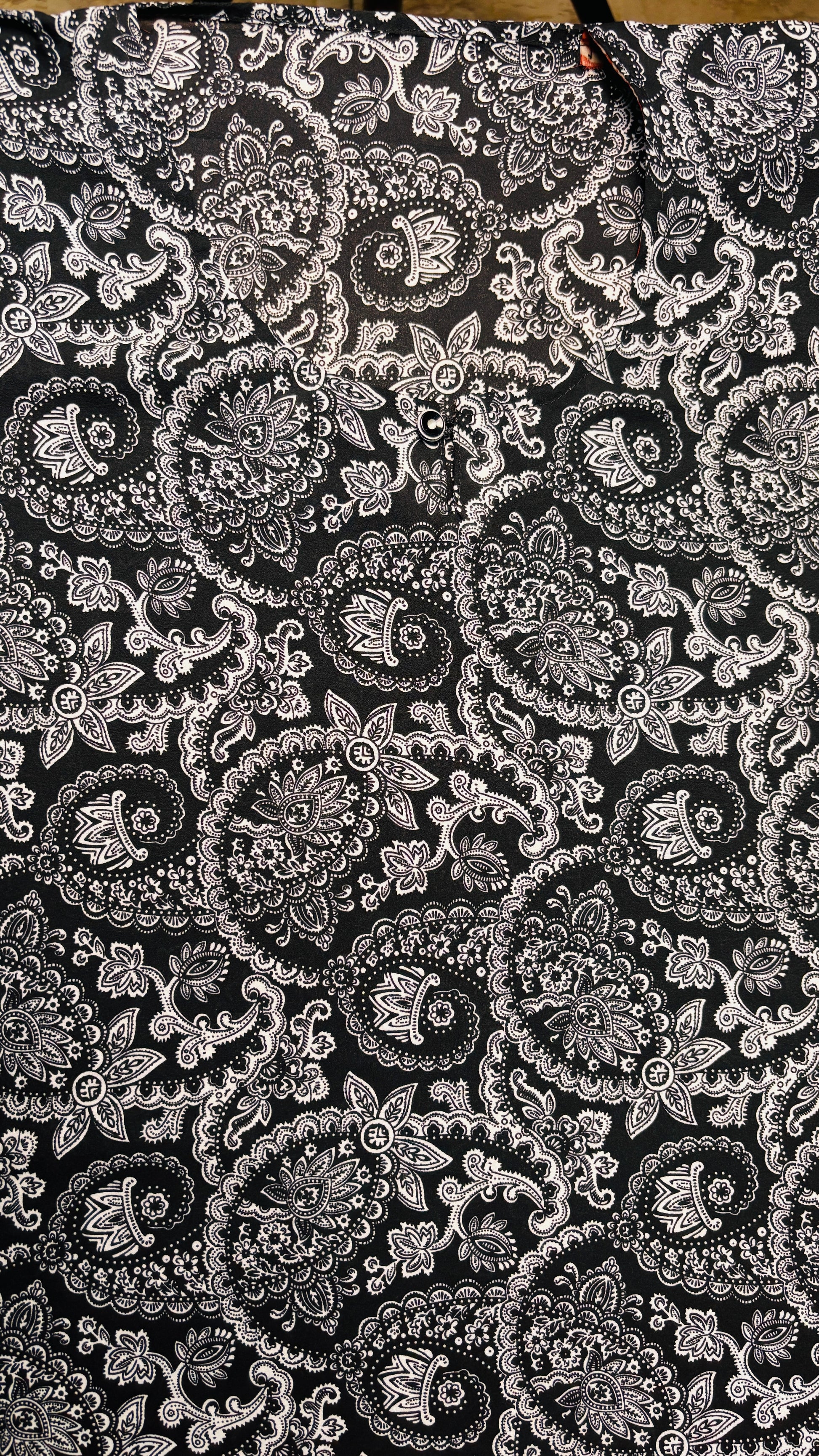 Black Floral Printed Abaya with Pocket & Detachable Belt
