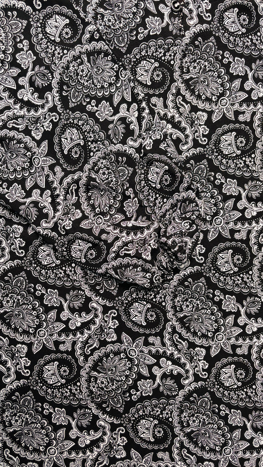 Black Floral Printed Abaya with Pocket & Detachable Belt