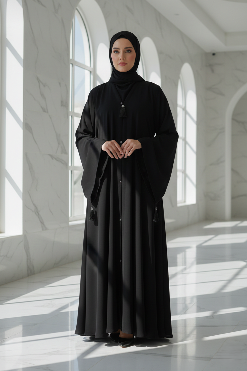 Black_Maxi_Abaya_V-Neck_Tassel_Design_Daily_Wear