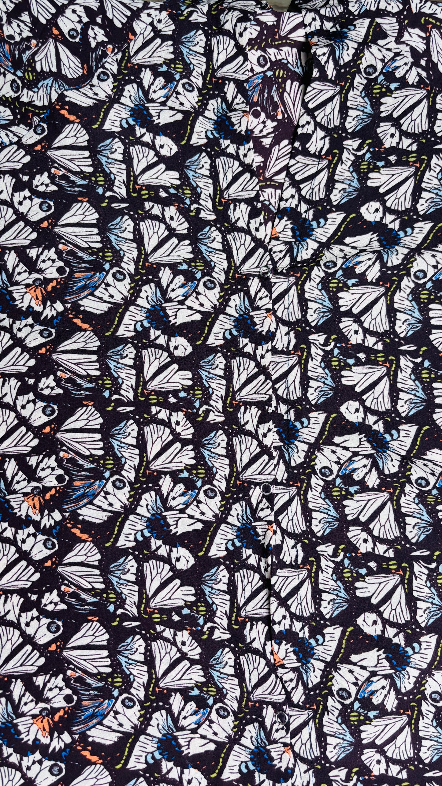 Brown Butterfly Printed Open Abaya with Pockets
