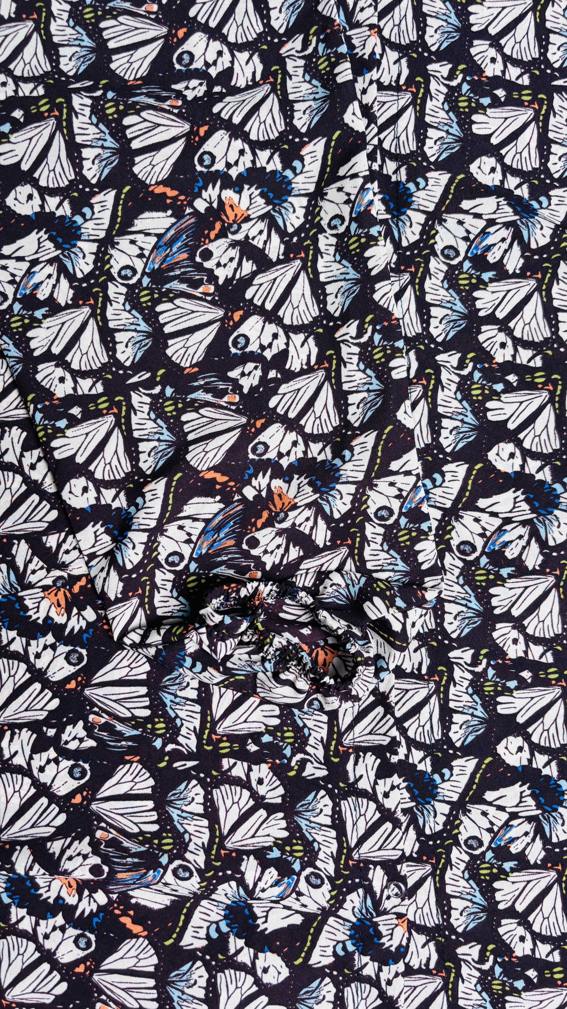 Brown Butterfly Printed Open Abaya with Pockets