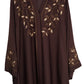 Chocolate Brown Embroidered Nida Abaya