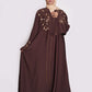Chocolate Brown Embroidered Nida Abaya