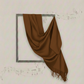 Brown scarf draped over a rectangular frame on a light gray background