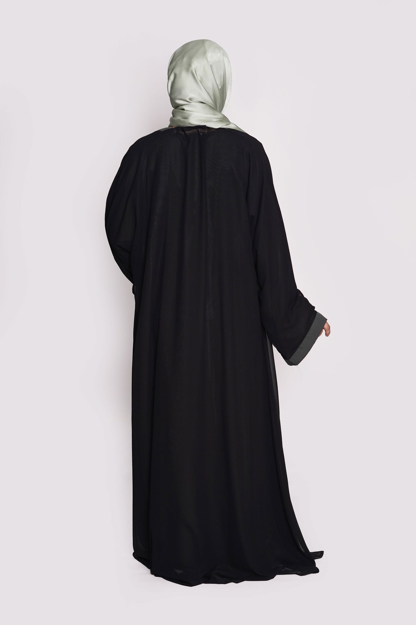 Charcoal Grey & Black Nida Georgette Abaya