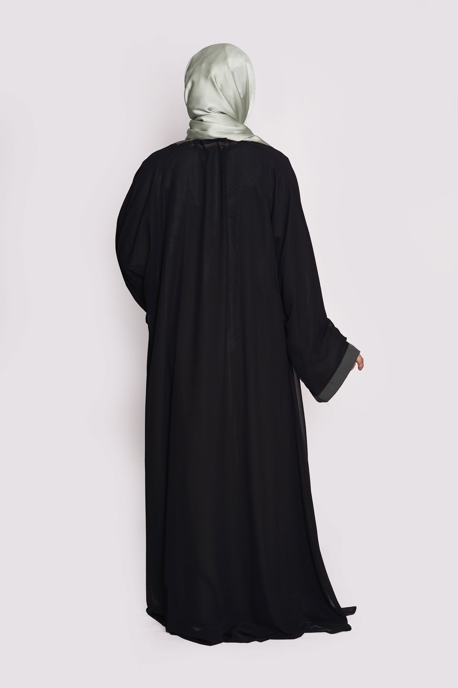 Charcoal Grey & Black Nida Georgette Abaya