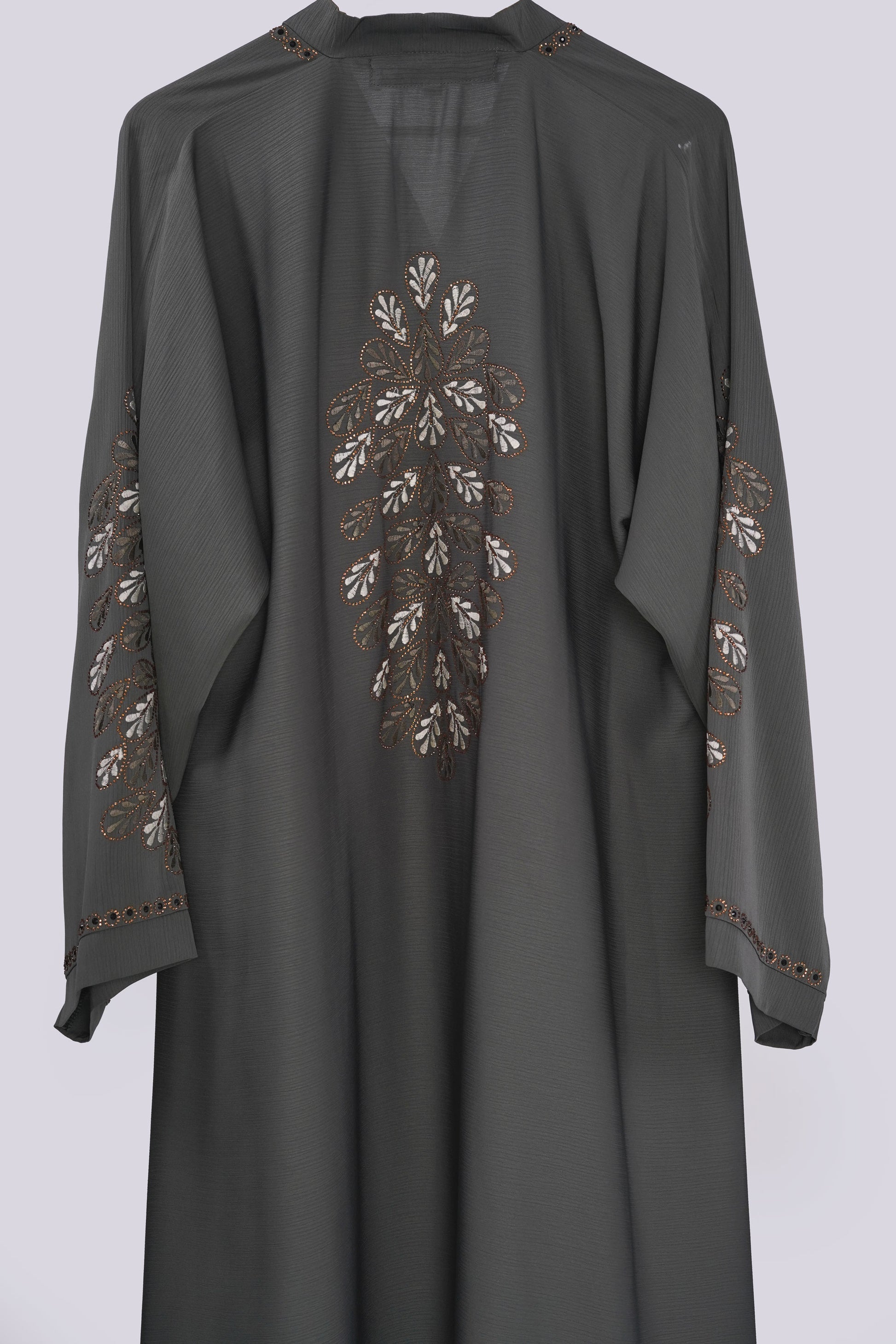 Charcoal Embroidered Zoom Abaya