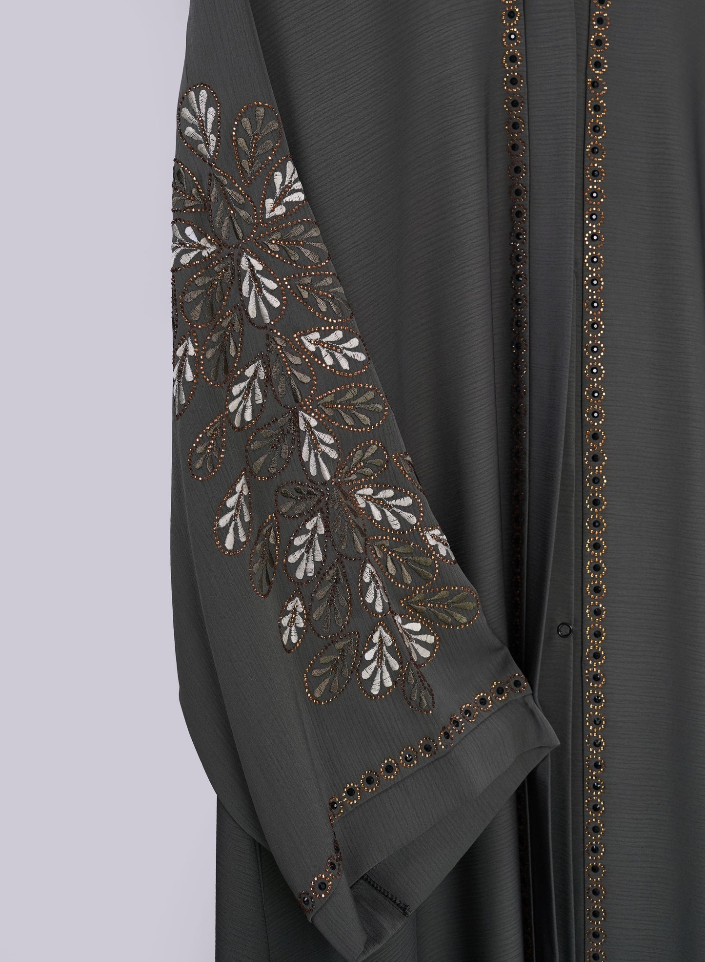 Charcoal Embroidered Zoom Abaya