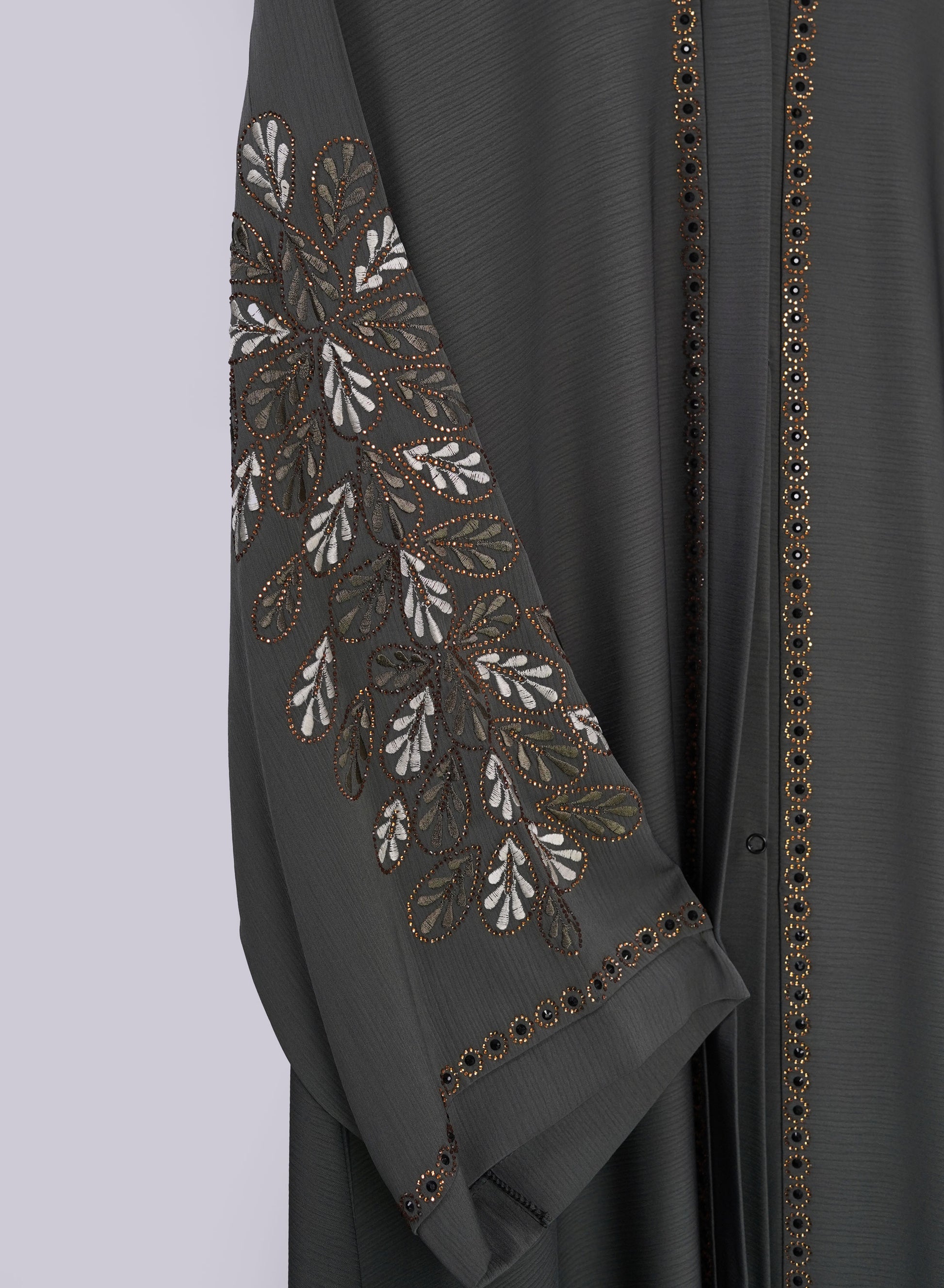 Charcoal Embroidered Zoom Abaya