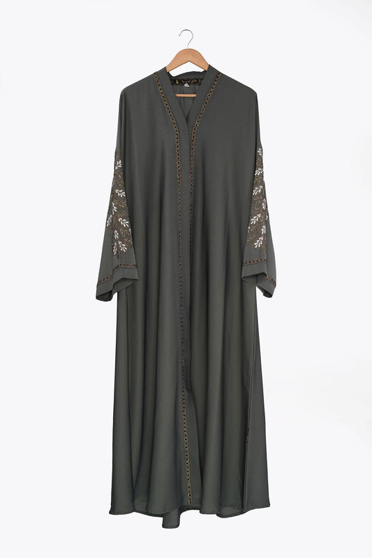 Charcoal Embroidered Zoom Abaya