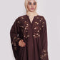 Chocolate Brown Embroidered Nida Abaya