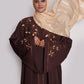 Chocolate Brown Embroidered Nida Abaya