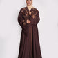 Chocolate Brown Embroidered Nida Abaya