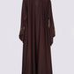 Chocolate Brown Embroidered Nida Abaya