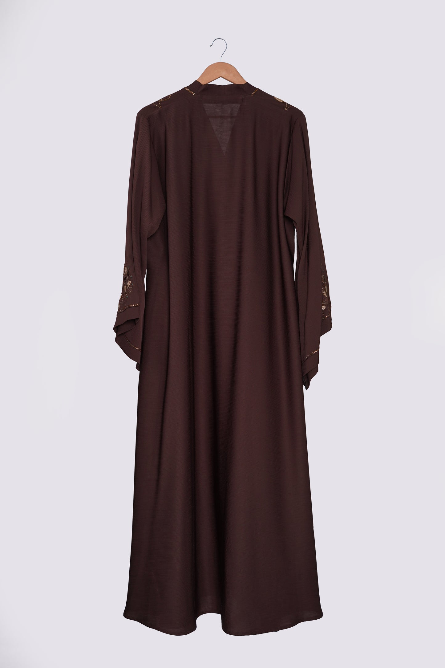 Chocolate Brown Embroidered Nida Abaya