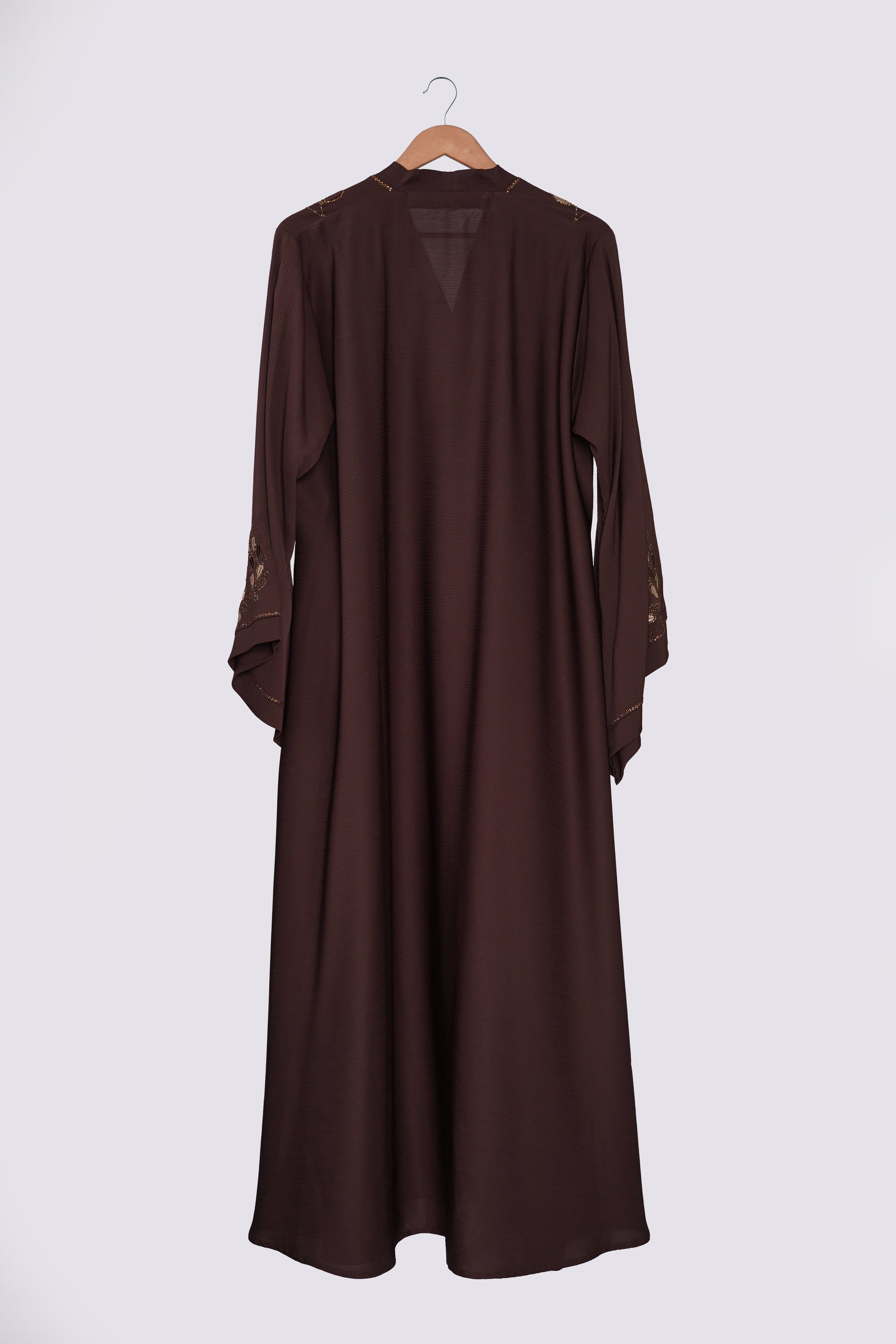 Chocolate Brown Embroidered Nida Abaya
