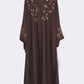 Chocolate Brown Embroidered Nida Abaya
