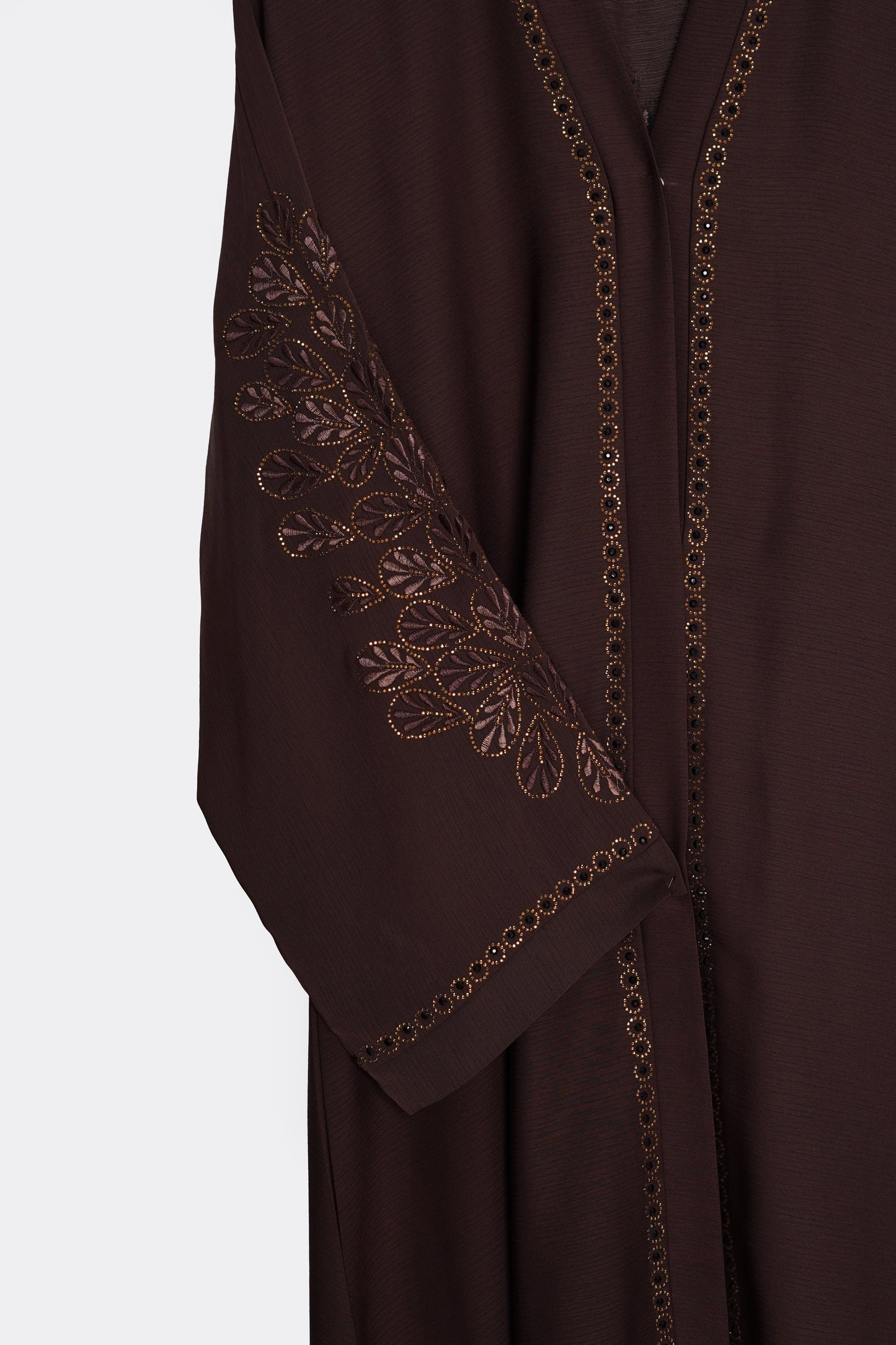 Chocolate Embroidered Zoom Abaya