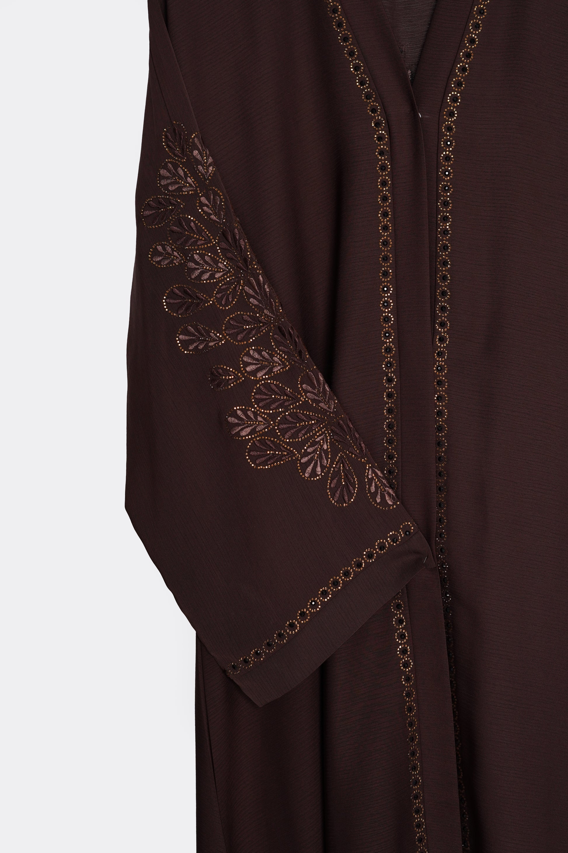 Chocolate Embroidered Zoom Abaya