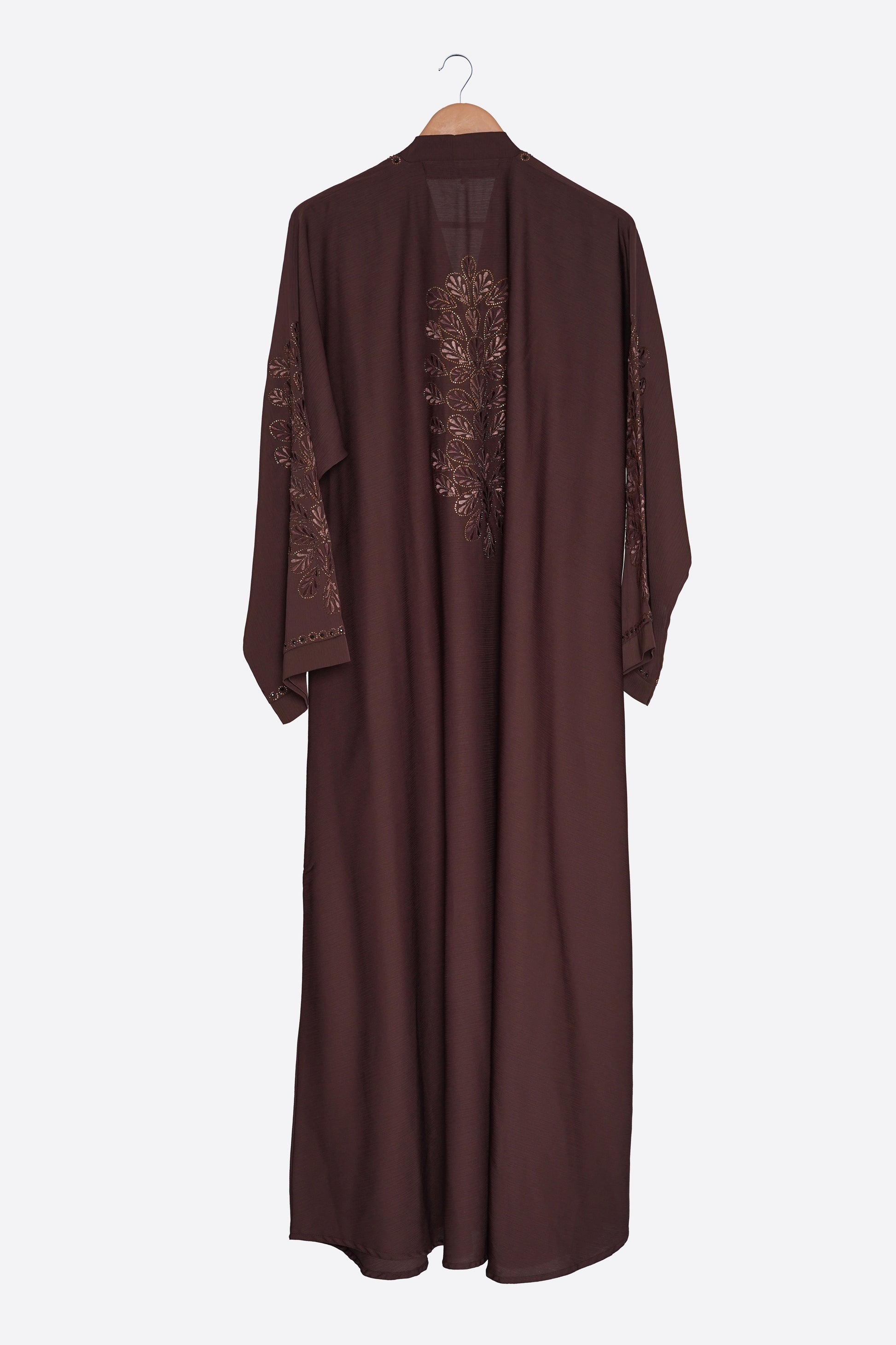 Chocolate Embroidered Zoom Abaya