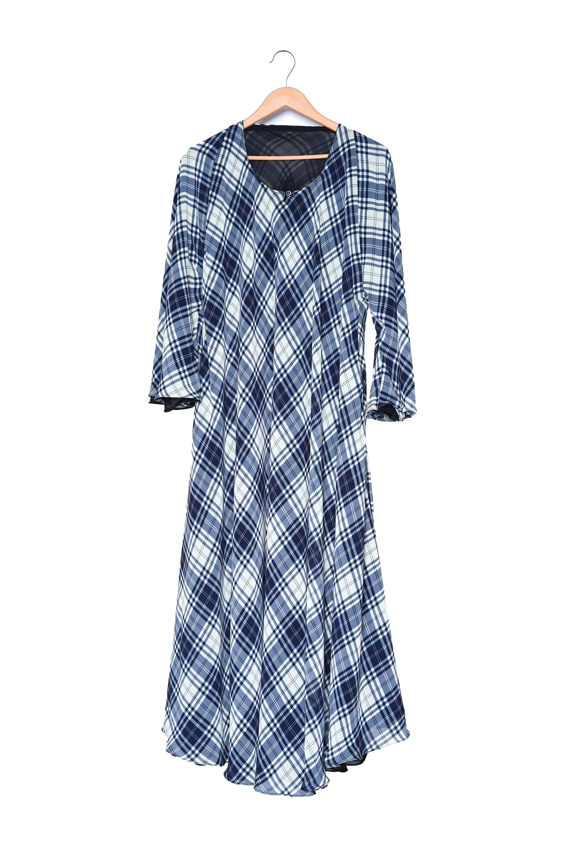 Blue & White Plaid Maxi Abaya