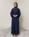 Classic Navy Modest Wear Pleated Abaya