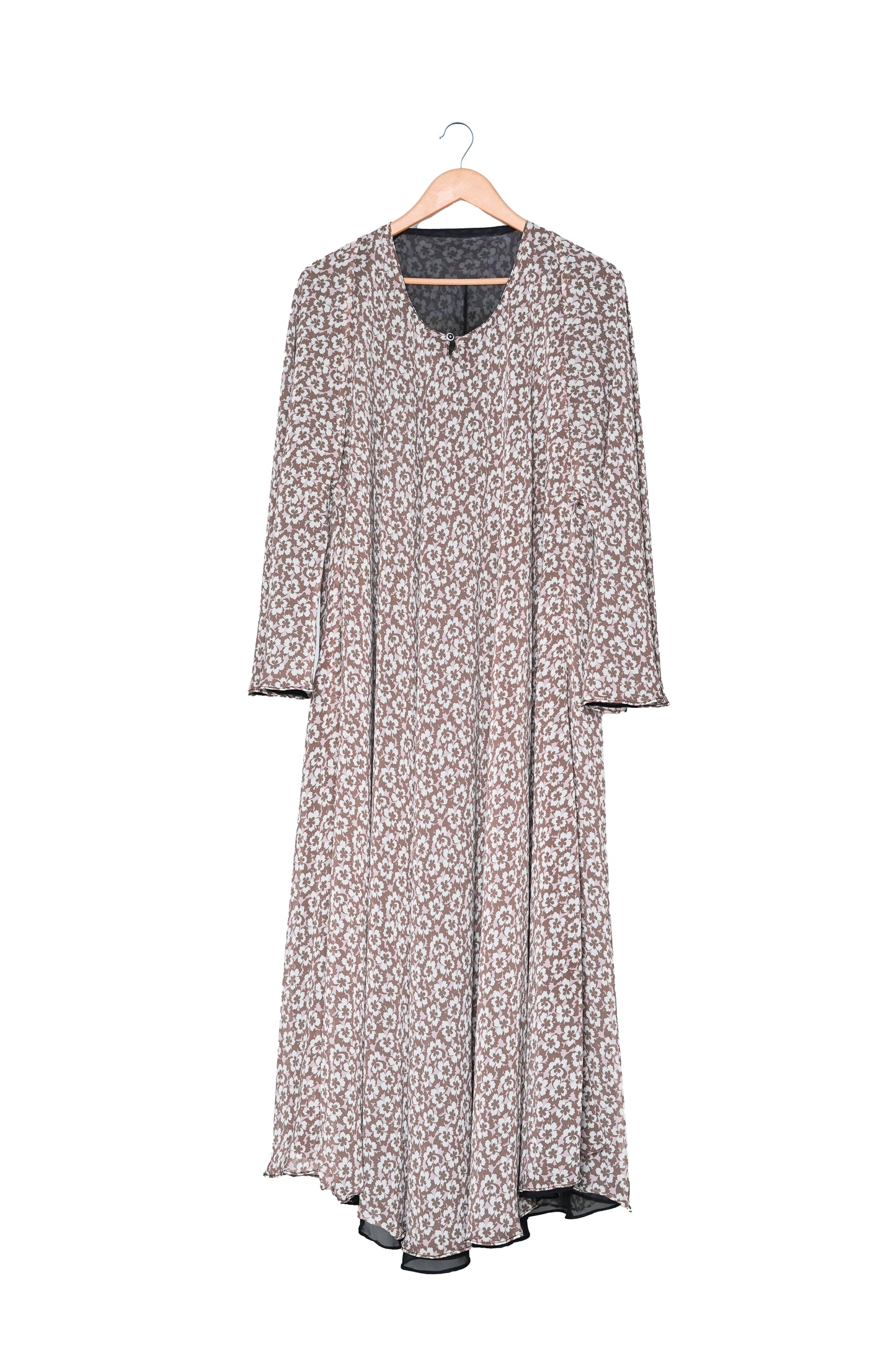Cream Ditsy Floral Print Abaya