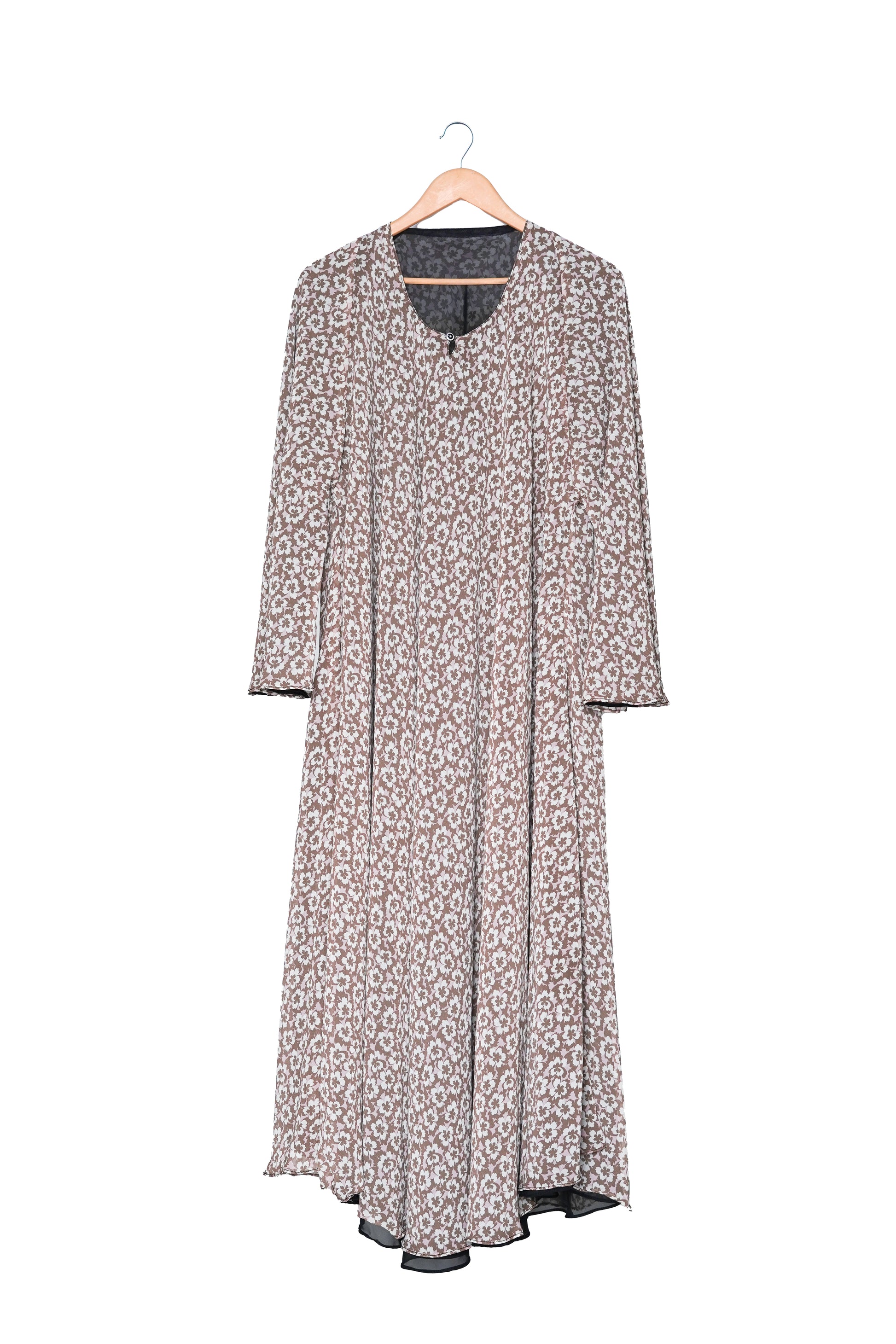 Cream Ditsy Floral Print Abaya