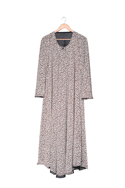 Cream Ditsy Floral Print Abaya