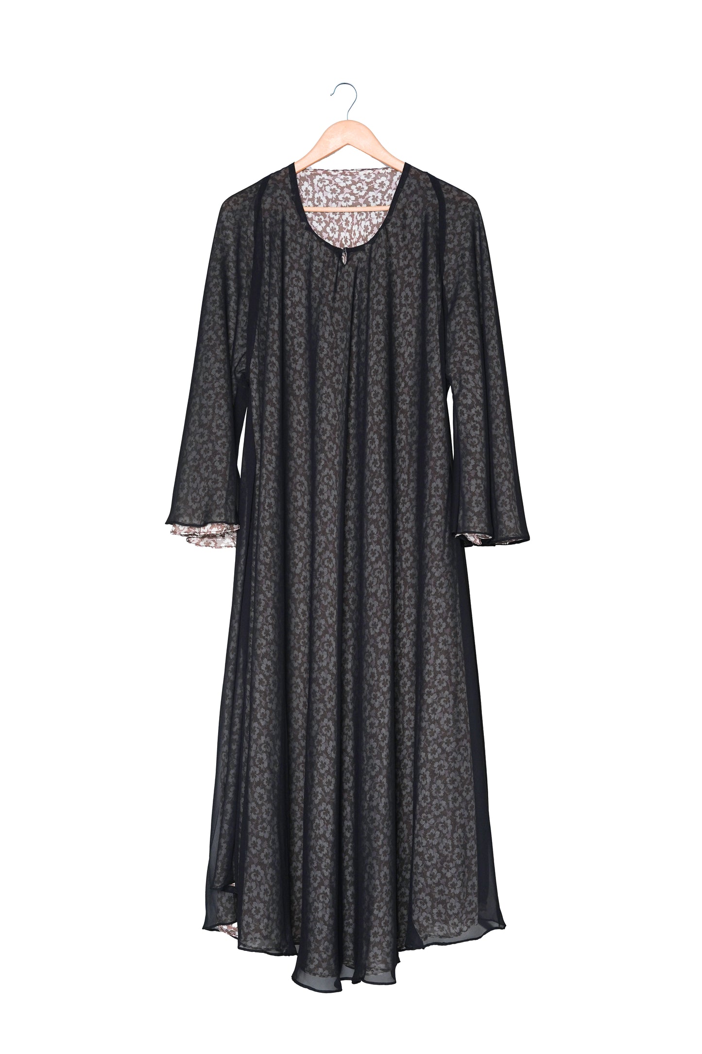 Cream Ditsy Floral Print Abaya