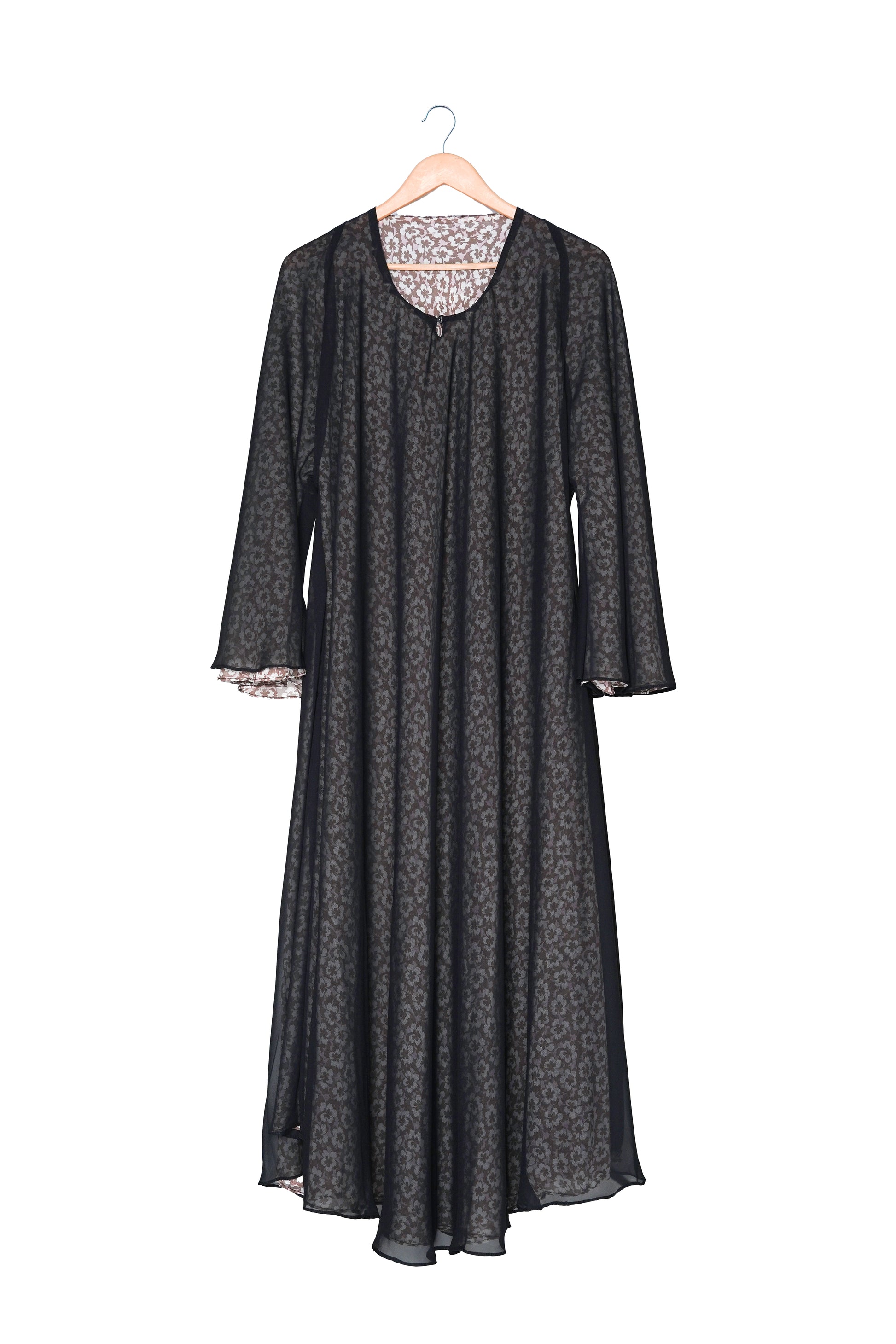 Cream Ditsy Floral Print Abaya