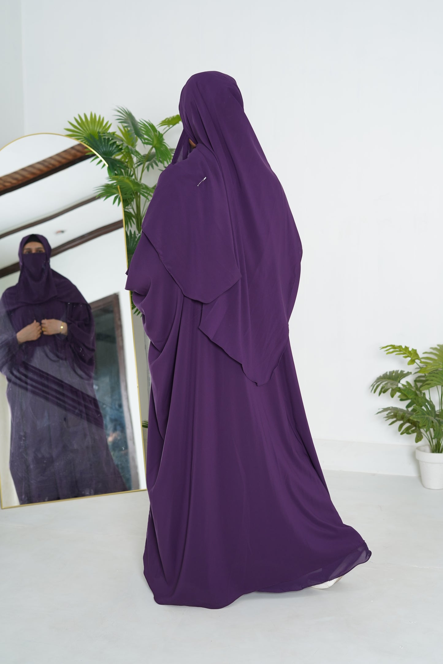 Mulaabis Classic Black Butterfly Abaya with Matching Niqab & Hijab Set